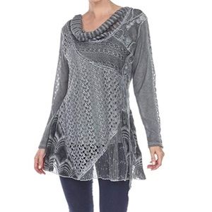 Women’s Plus Size Lace Chiffon Long Sleeve Blouse